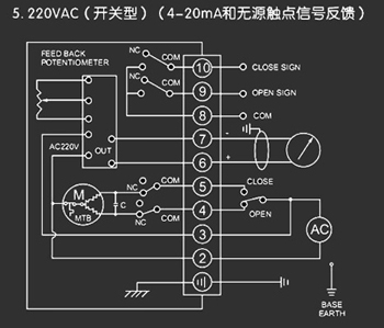 220VAC開關(guān)型<a href='http://m.tping.net/Product/diefa/diandongdiefa/' target='_blank'>電動(dòng)<a href='http://m.tping.net/Product/diefa/' target='_blank'>蝶閥</a></a>接線圖